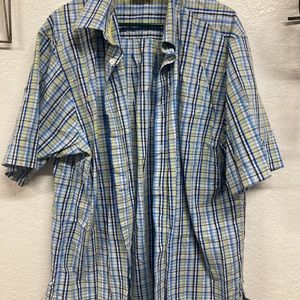Southpole Hexagon Product Plaid Short Sleeve Button Up Shirt Mens XL